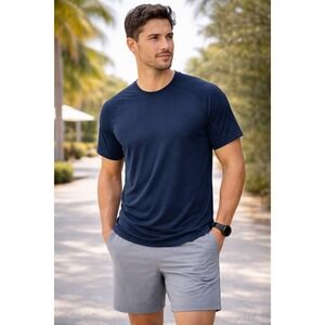 Lululemon Mens Short Sleeve Athletic Tee Navy Blue Performance Shirt Size XL